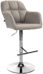 Barhocker Natoma Stoff chrom - taupe