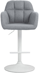 Barhocker Natoma Stoff wei� - grau