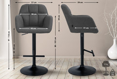 Barhocker Natoma Stoff schwarz - dunkelgrau