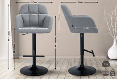 Barhocker Natoma Stoff schwarz - grau