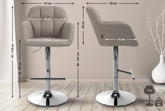 Barhocker Natoma Stoff chrom - taupe