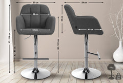 Barhocker Natoma Stoff chrom - dunkelgrau