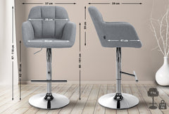 Barhocker Natoma Stoff chrom - grau