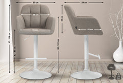 Barhocker Natoma Stoff wei� - taupe