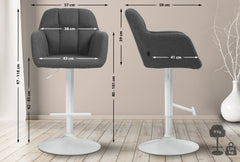 Barhocker Natoma Stoff wei� - dunkelgrau