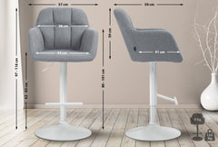 Barhocker Natoma Stoff wei� - grau