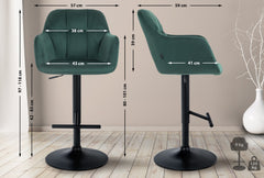 Barhocker Natoma Samt schwarz - gr�n