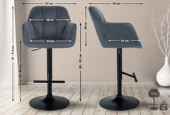 Barhocker Natoma Samt schwarz - dunkelgrau