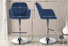 Barhocker Natoma Samt chrom - blau