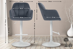 Barhocker Natoma Samt wei� - dunkelgrau