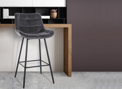 Barhocker Weston Samt - dunkelgrau