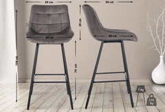 Barhocker Weston Samt - grau
