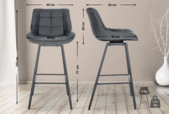 Barhocker Weston Schwenkbar Kunstleder - grau
