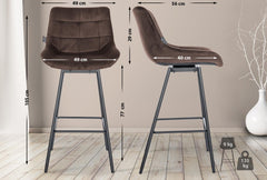 Barhocker Weston Schwenkbar Samt - braun