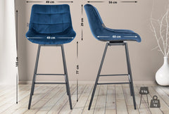 Barhocker Weston Schwenkbar Samt - blau