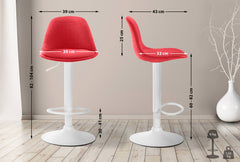 Barhocker Kiel Stoff wei� - rot