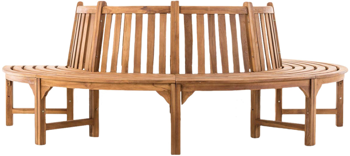 Baumbank Leming halbrund 250 cm - teak