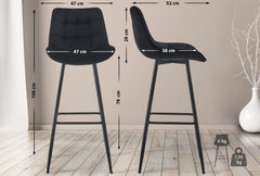 Barhocker Dartford Samt - schwarz
