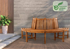 Baumbank Leming halbrund 200 cm - teak