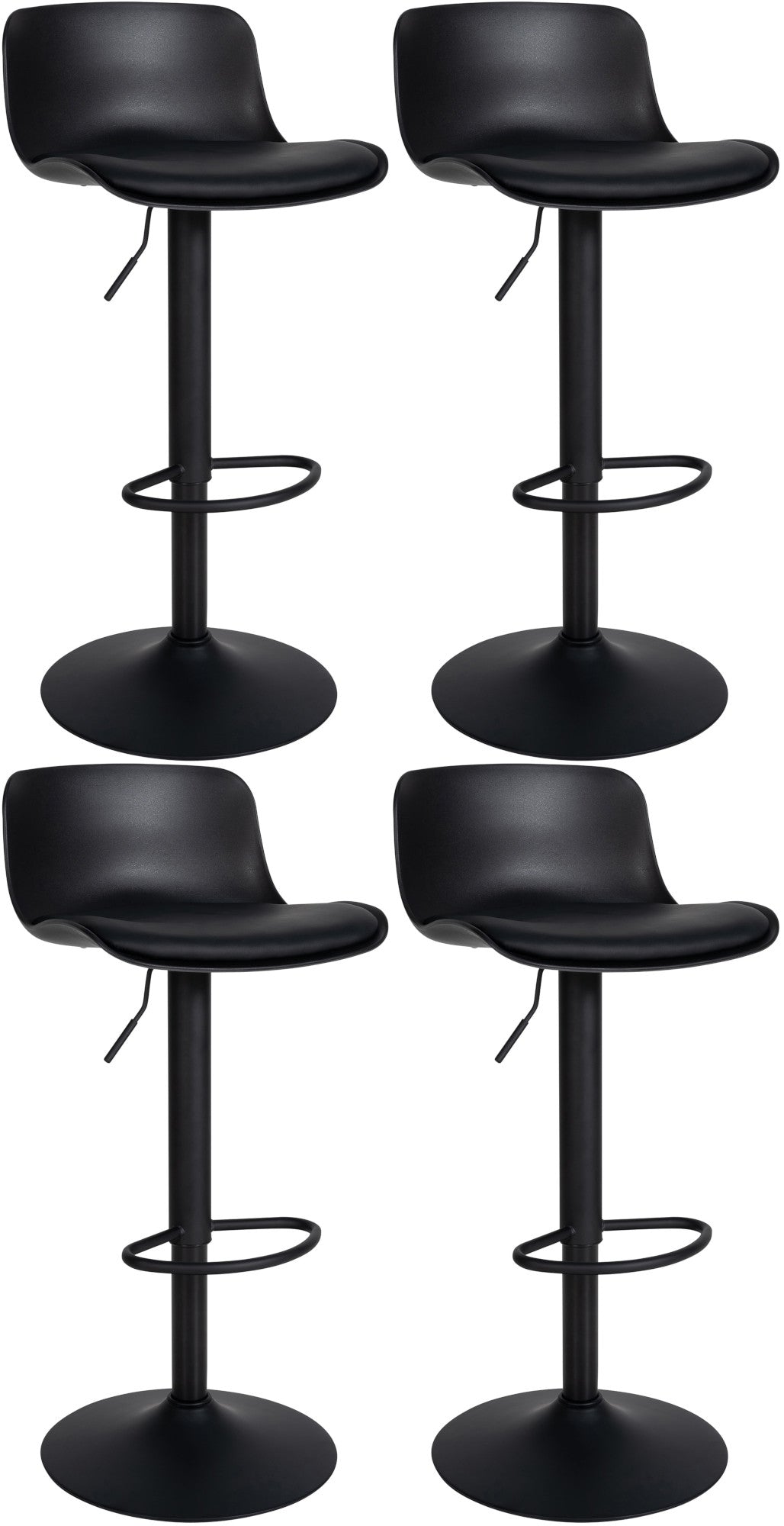 4er Set Barhocker Almada Kunstleder - schwarz