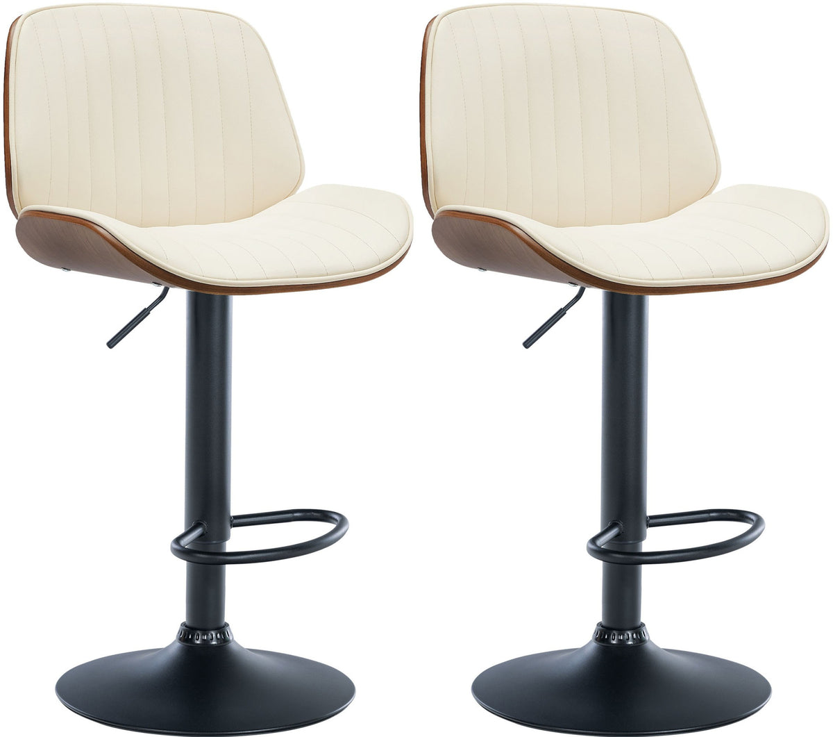 2er Set Barhocker Nova Kunstleder - walnuss/creme