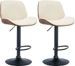 2er Set Barhocker Nova Kunstleder - walnuss/creme