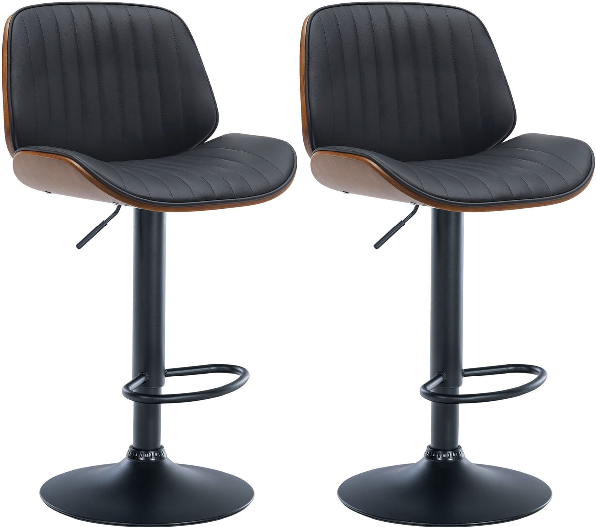2er Set Barhocker Nova Kunstleder - walnuss/schwarz