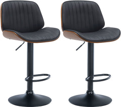 2er Set Barhocker Nova Kunstleder - walnuss/schwarz