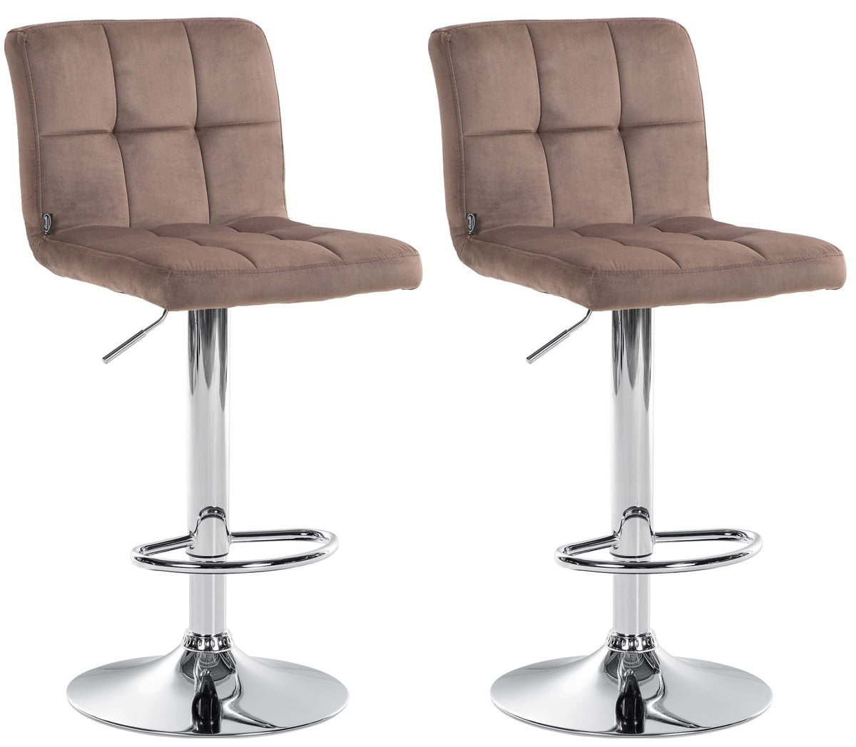 2er Set Barhocker Peru Samt chrom - braun