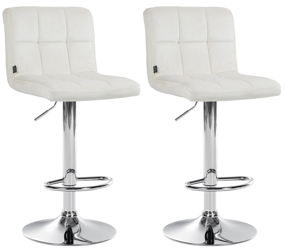 2er Set Barhocker Peru Samt chrom - creme