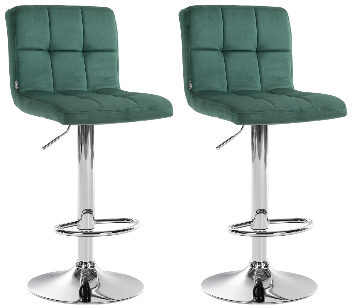 2er Set Barhocker Peru Samt chrom - gr�n
