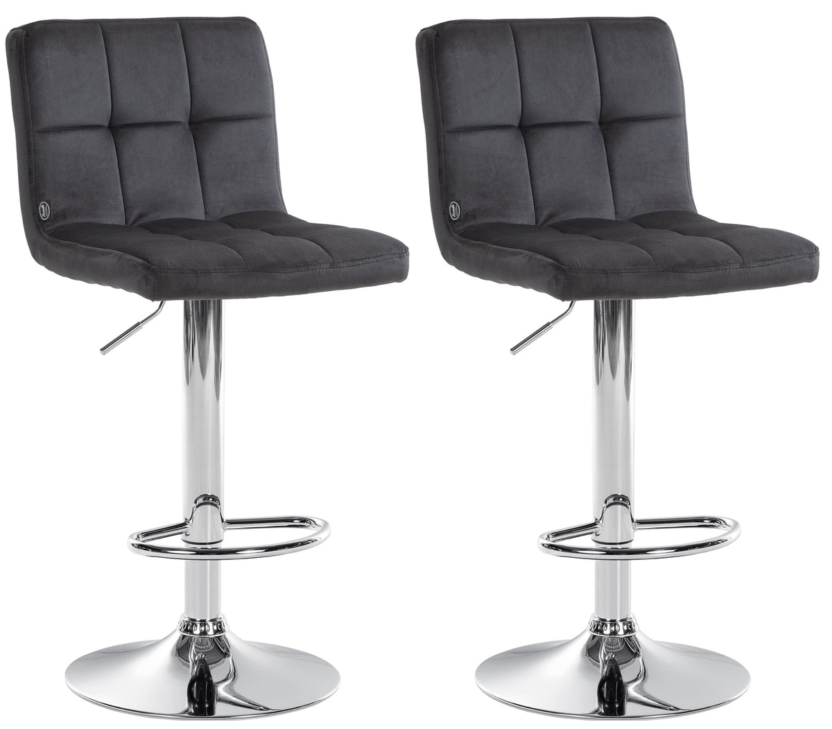 2er Set Barhocker Peru Samt chrom - schwarz