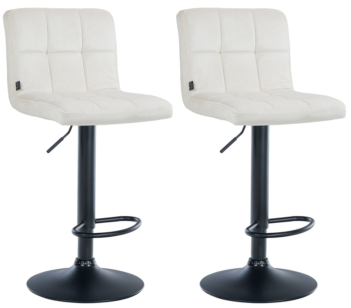 2er Set Barhocker Peru Samt schwarz - creme