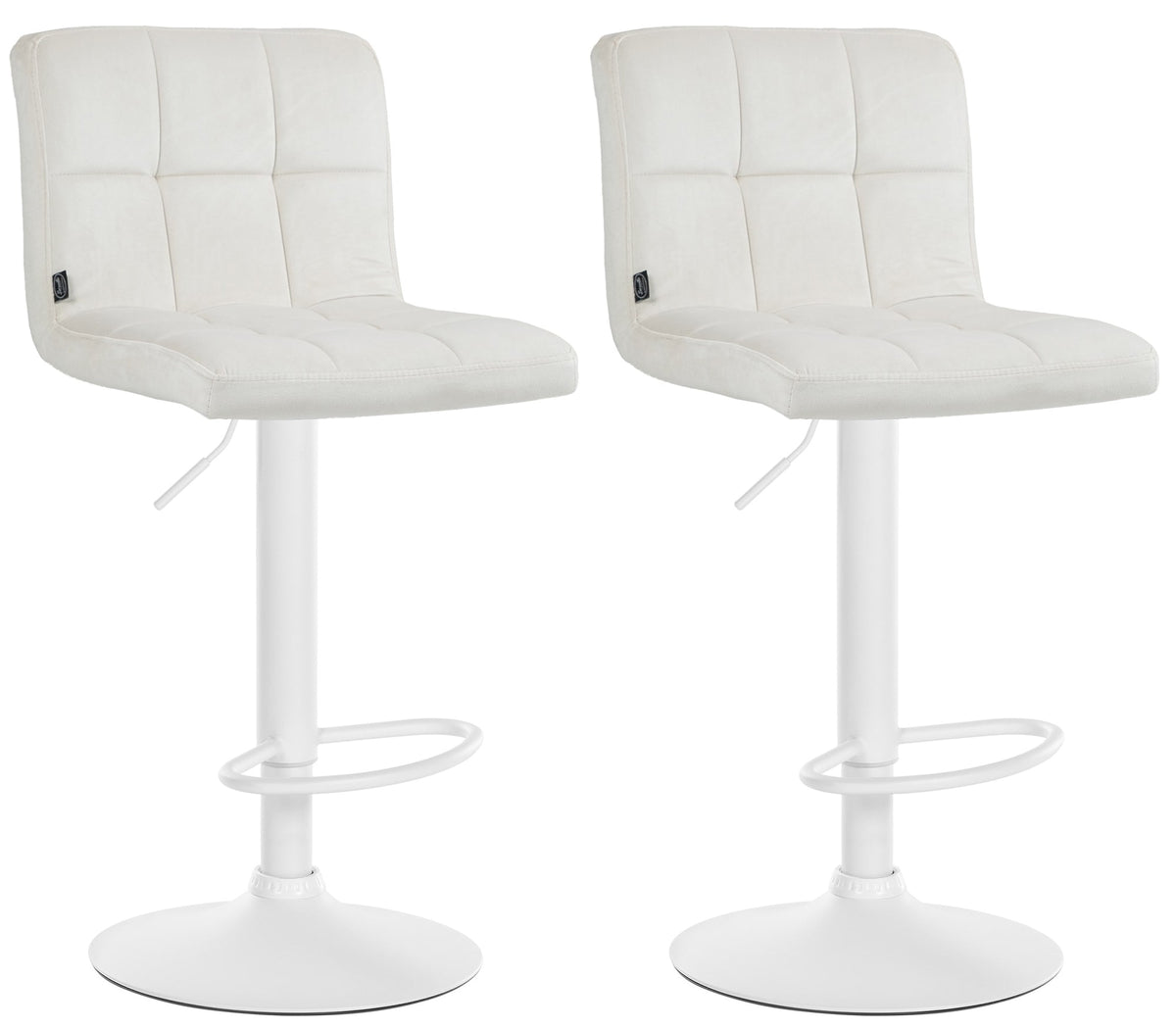 2er Set Barhocker Peru Samt wei� - creme