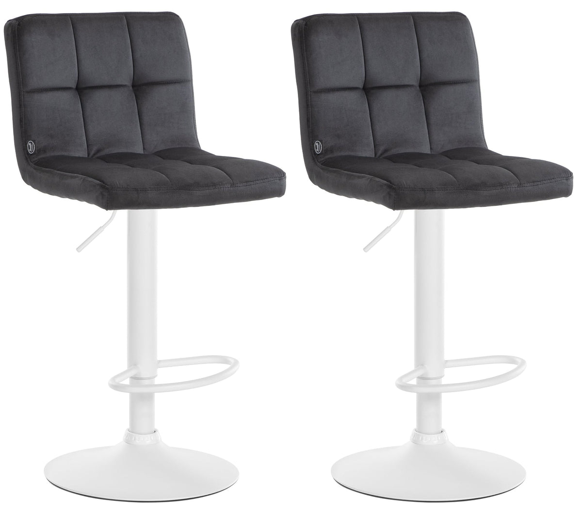 2er Set Barhocker Peru Samt wei� - schwarz