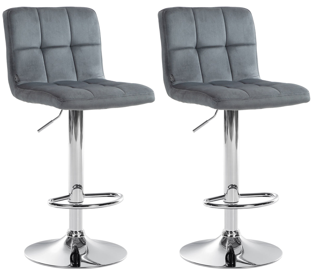 2er Set Barhocker Peru Samt chrom - dunkelgrau