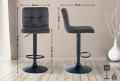 2er Set Barhocker Peru Samt schwarz - schwarz