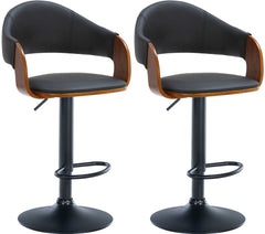 2er Set Barhocker Nilse Kunstleder schwarz - walnuss/schwarz