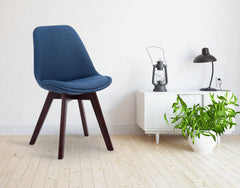Besucherstuhl Borneo V2 Walnuss Stoff - blau