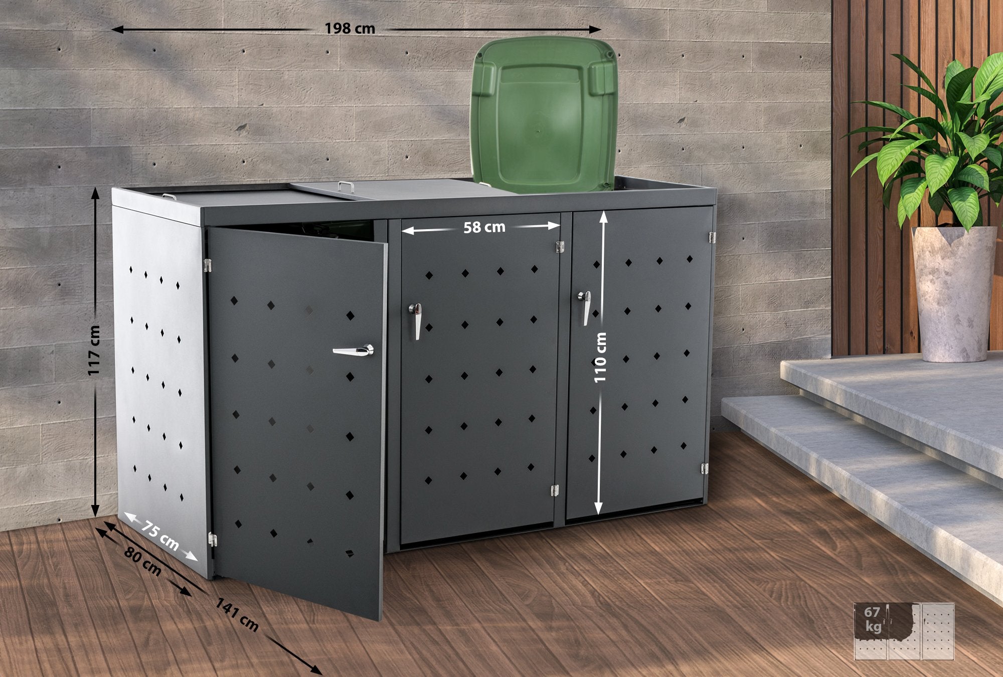 3er Mülltonnenverkleidung Nelli - anthrazit by Dropshipping-Europe – Sonstiges