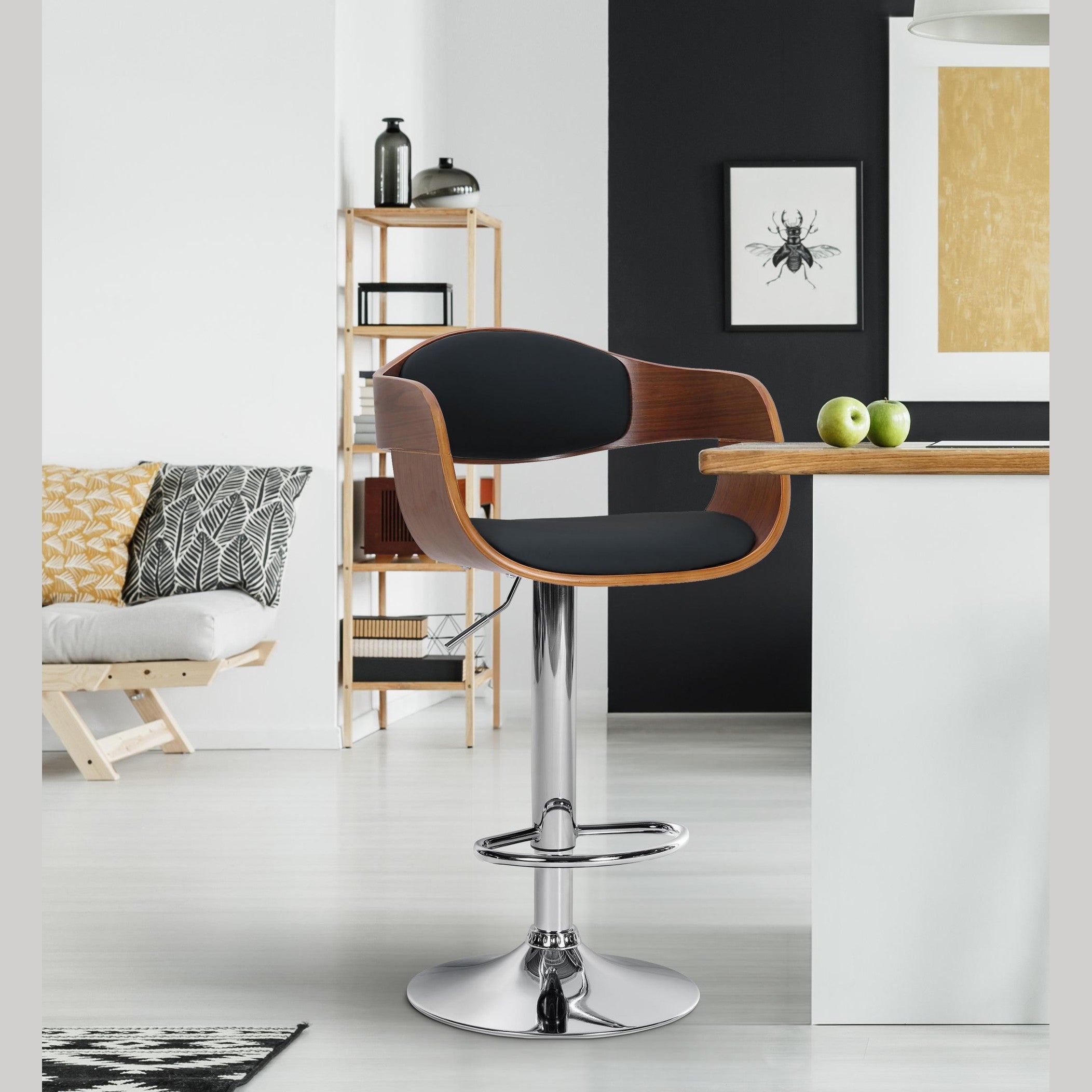 Barhocker Kingston C - walnuss/schwarz - InfinityMarket