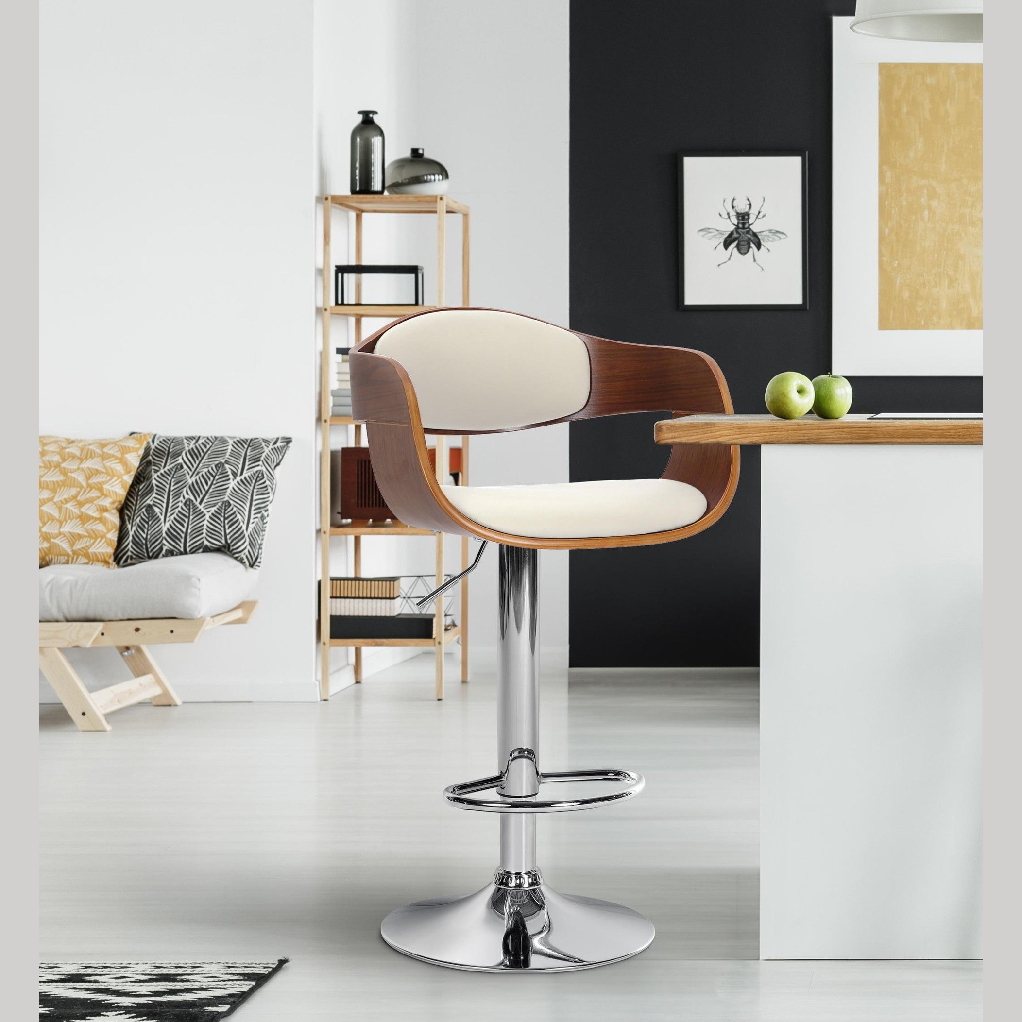Barhocker Kingston C - walnuss/weiß - InfinityMarket