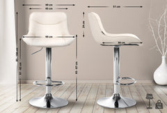 Barhocker Vonore Kunstleder chrom - creme