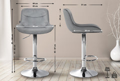 Barhocker Vonore Samt chrom - grau