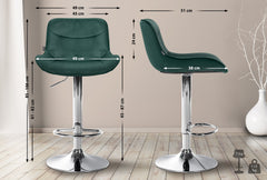Barhocker Vonore Samt chrom - gr�n