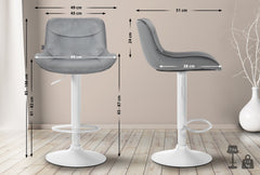 Barhocker Vonore Samt wei� - grau