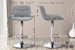 Barhocker Vonore Stoff chrom - grau