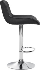 Barhocker Vonore Stoff chrom - dunkelgrau