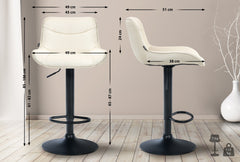 Barhocker Vonore Stoff schwarz - creme