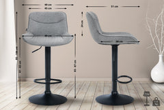 Barhocker Vonore Stoff schwarz - grau